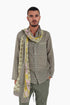 Scarf trimmed in contrast print cotton gauze.